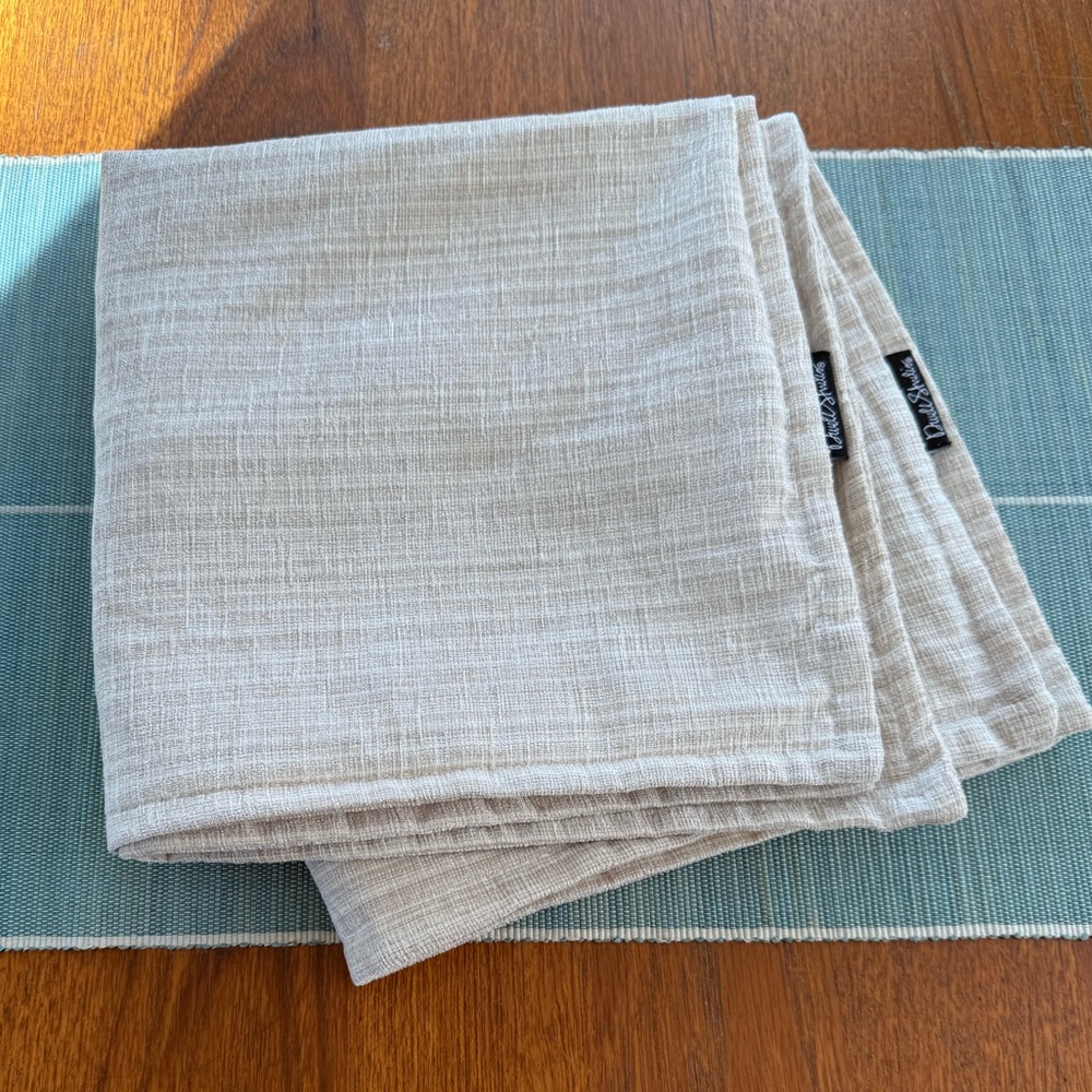 Set of 2 Dwell Studios Cream & Tan Textured Pillow Covers 21x21